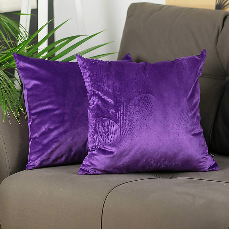 Throw Pillow Covers - 18"x 18" Purple Velvet Decorative Throw Pillow Cover (2 Pcs in set)