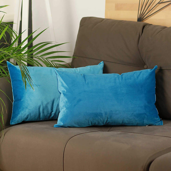 Throw Pillow Covers - 21" x14" Petrol Blue Velvet Decorative Throw Pillow Cover(2 Pcs in set)