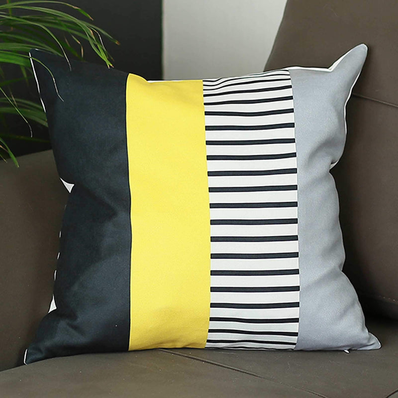 Outdoor Pillow Covers - 18"x18" Mix Colored Scandi Stripes Decorative Throw Pillow Cover