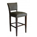 Leather Bar Stools - 19.5" x 21" x 44.5" Leather and Wood Stonewash Brown Contemporary Bar Stool