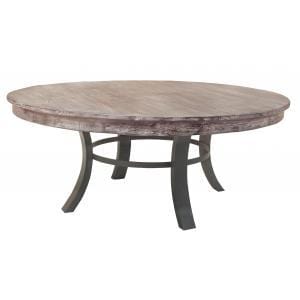 Dining Room Table Sets - 72" x 72" x 30" Metal White Wash Gray and Black Contemporary Round Dining Table