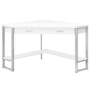 White Desk - 42" x 42" x 30" White/Silver, Metal - Computer Desk