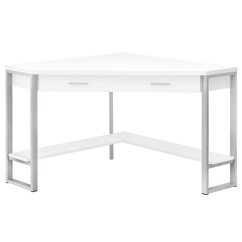 White Desk - 42" x 42" x 30" White/Silver, Metal - Computer Desk