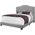 Queen Size Bed Frame - 66'.5" x 87'.5" x 56'.5" Grey Linen With Chrome Trim - Queen Size Bed