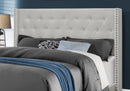 Queen Bed - 66'.5" x 87'.5" x 49'.75" Light Grey, Velvet With Chrome Trim - Queen Size Bed
