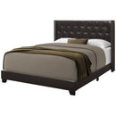 Queen Bed - 66'.5" x 87'.5" x 49'.75" Brown, Leather-Look With Brass Trim - Queen Size Bed