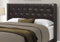 Queen Bed - 66'.5" x 87'.5" x 49'.75" Brown, Leather-Look With Brass Trim - Queen Size Bed