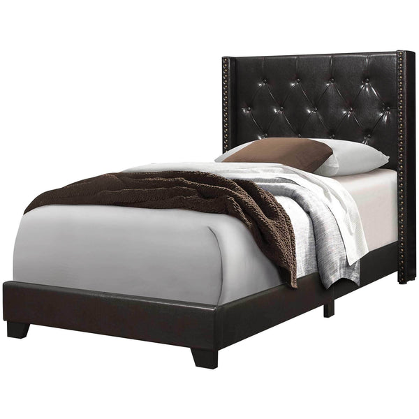 Twin Beds For Sale - 45'.25" x 82'.75" x 49'.75" Brown Leather Look With Brass Trim - Twin Size Bed