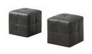 Leather Ottoman - 24" x 24" x 24" Charcoal/Grey, Leather Look - Ottoman 2pcs Set