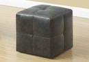 Leather Ottoman - 24" x 24" x 24" Charcoal/Grey, Leather Look - Ottoman 2pcs Set