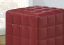 Leather Ottoman - 16'.75" x 16'.75" x 17" Red, Leather Look Fabric - Ottoman