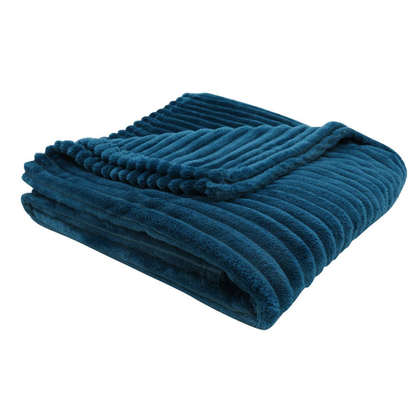 Couch Throws - 50" x 60" Blue, Ultra Soft Ribbed Style - Throw