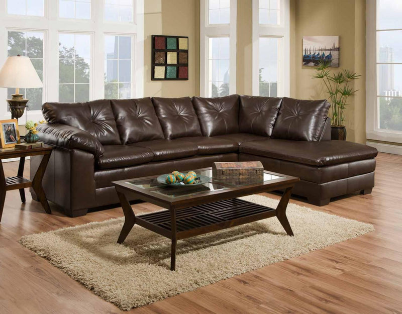 Sectional Sofa - 117" X 82" X 39" Cowboy Brown 83% Polyurethane/17% Bonded Leather 2 pc Sectional