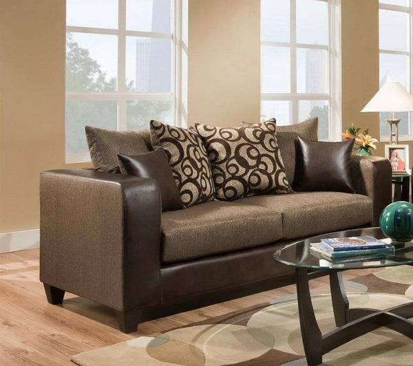 Couch - 82" X 34" X 37" Object Emboss Espresso 100% PU and 100% Polyester Sofa