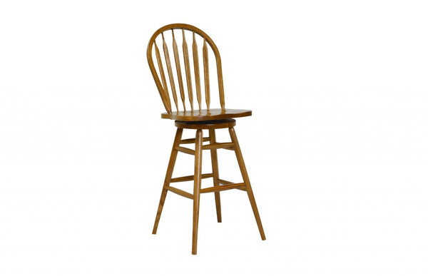 Floor Chair - 19.5" X 17.5" X 49" Harvest Oak Hardwood Barstool Chair