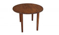 Round Table - 42" X 42" X 30" Burnished Walnut Hardwood Fruitwood Drop Leaf Round Table