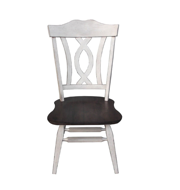 Corner Chair - 22.25" X 21.5" X 41.5" Antique White Walnut Hardwood Side Chair