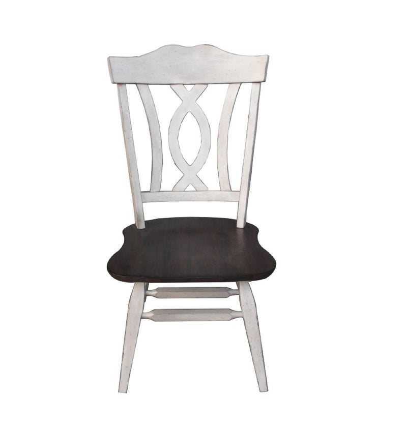 Corner Chair - 22.25" X 21.5" X 41.5" Antique White Walnut Hardwood Side Chair