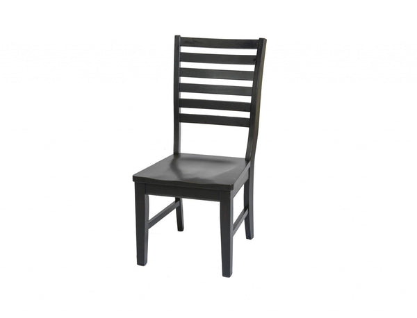 Floor Chair - 18" X 23" X 39" Black Hardwood Side Chair