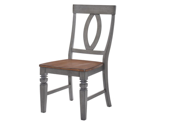 Modern Chair - 17" X 22" X 40" Storm Grey Maple Hardwood Slat Back Side Chair