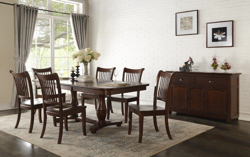 Cheap Dining Room Sets - 84" X 68" X 42" Mocha and Sand Hardwood 8 Pieces Dining Set