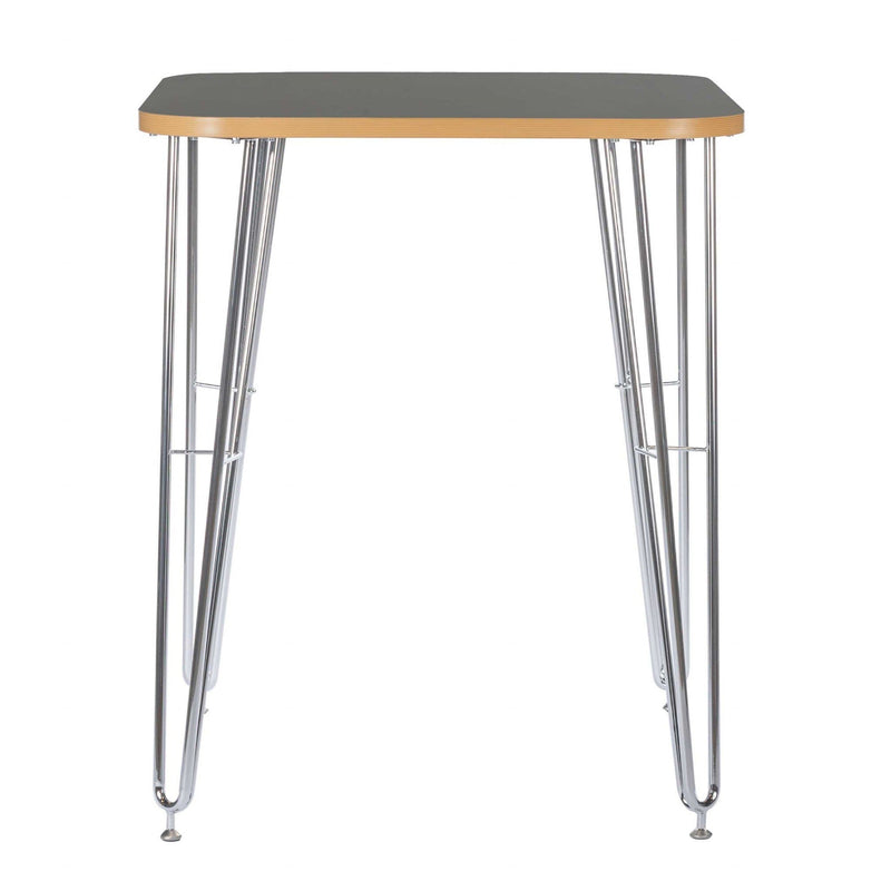 Rustic Table - 31.5" X 31.5" X 38.19" Gray Melamine over Particle Board Counter Table with Chrome legs
