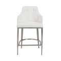 Counter Height Stools - 22.05" X 23.63" X 38.98" White Leatherette Counter Stool with Brushed Stainless Steel Legs