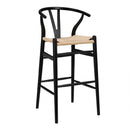 Wooden Bar Stools - 20.08" X 20.87" X 42.13" Black Solid Beech Wood Bar Stool with Natural Seat