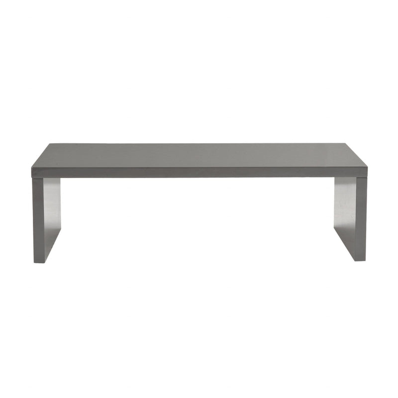 Rustic Coffee Table - 47.25" X 23.63" X 13.98" High Gloss Gray Lacquered MDF Rectangle Coffee Table