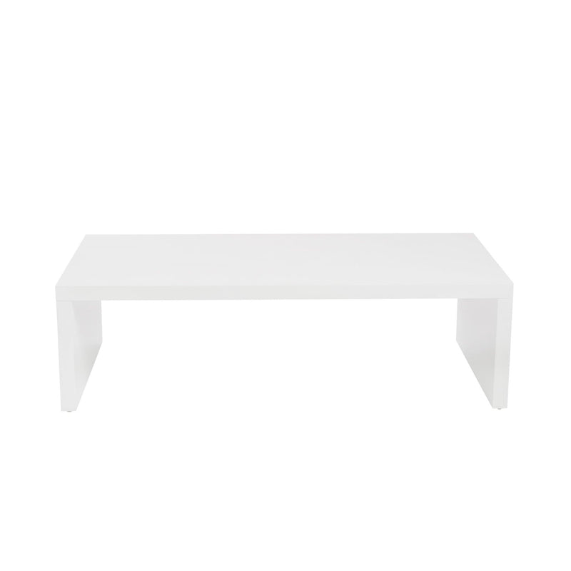 Rustic Coffee Table - 47.25" X 23.63" X 13.98" High Gloss White Lacquered MDF Rectangle Coffee Table