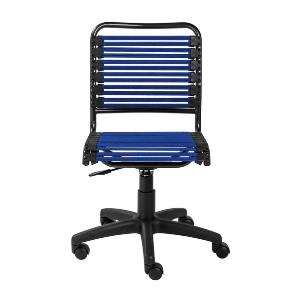 Best Office Chair - 18.12" X 24" X 37.21" Blue Flat Bungie Cords Low Back Office Chair with Graphite Black Frame and Base