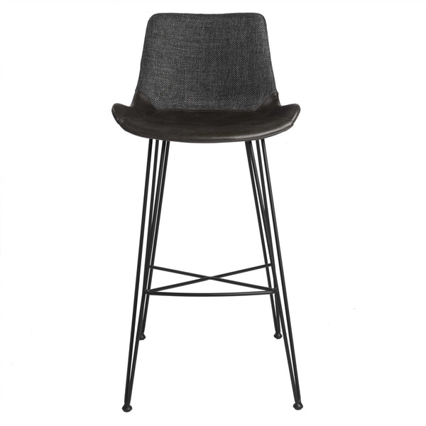 Cheap Bar Stools - 22.45" X 19.3" X 40.16" Dark Gray Leatherette Bar Stool with Matte Black Legs