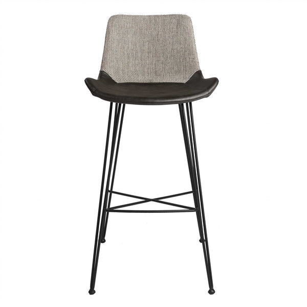 Cheap Bar Stools - 22.45" X 19.3" X 40.16" Light Gray Leatherette Bar Stool with Matte Black Legs