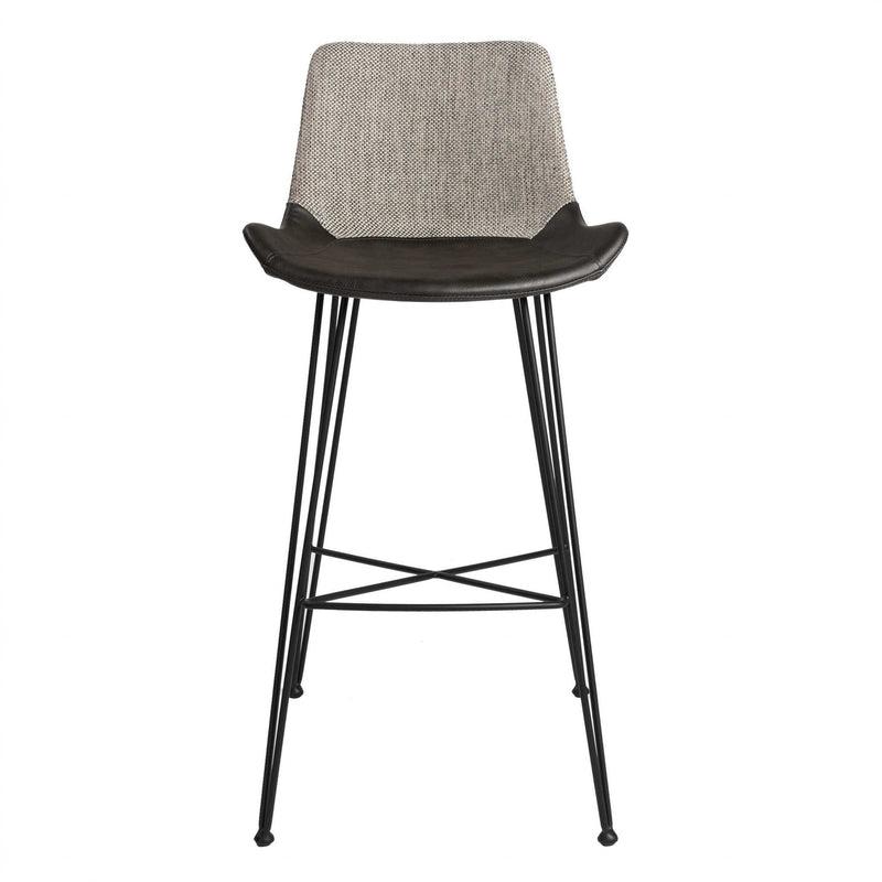Cheap Bar Stools - 22.45" X 19.3" X 40.16" Light Gray Leatherette Bar Stool with Matte Black Legs