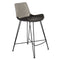 Counter Height Stools - 22.45" X 19.3" X 35.83" Light Gray Leatherette Counter Stool with Matte Black Legs