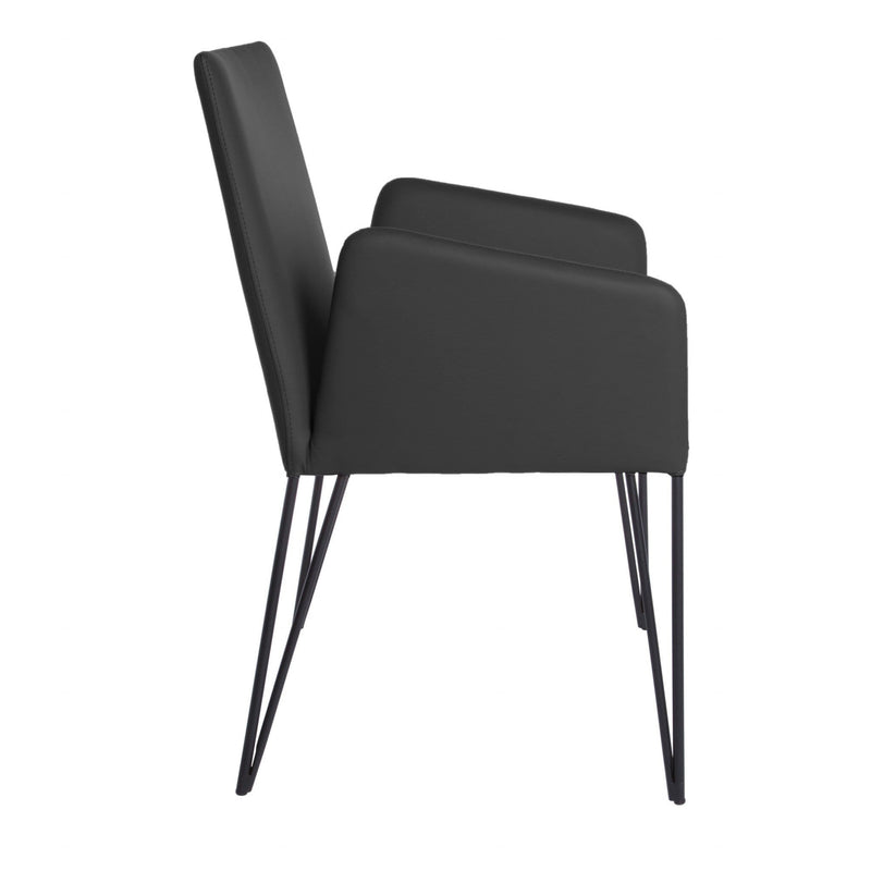 Armchairs and Accent Chairs - 22.45" X 23.04" X 35.63" Black Leatherette over Foam Arm Chair
