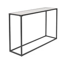 Rustic Console Table - 48.67" X 13.23" X 29.53" White Ceramic Glass Console Table with Black Powder Coated Steel Base