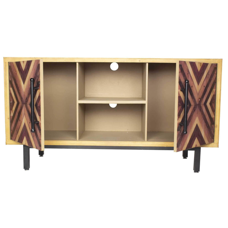 Cabinet - 47'.25" X 15'.75" X 25'.25" Brown MDF Contemporary Wooden Media Console Cabinet