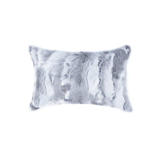 Fur Pillows - 5" x 12" x 20" 100% Natural Rabbit Fur Grey Pillow