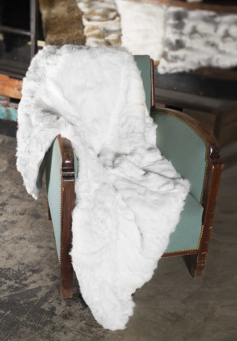 Faux Fur Throw - 2" x 50" x 60" 100% Natural Rabbit Fur White Throw Blanket