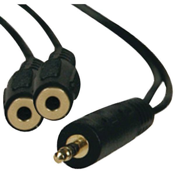 3.5mm Stereo Cable Y-Adapter, 1ft-Cables, Connectors & Accessories-JadeMoghul Inc.