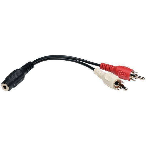 3.5mm Stereo to 2 RCA Audio Y-Adapter Cable, 6"-Cables, Connectors & Accessories-JadeMoghul Inc.