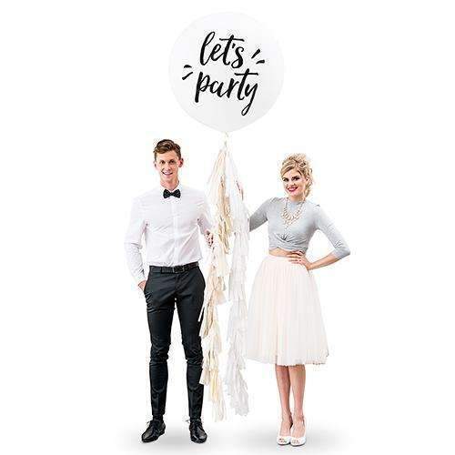 36" Jumbo White Round Wedding Balloon - "Let's Party" (Pack of 1)-Wedding Reception Decorations-JadeMoghul Inc.