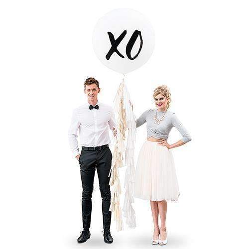 36" Jumbo White Round Wedding Balloon - "XO" (Pack of 1)-Wedding Reception Decorations-JadeMoghul Inc.