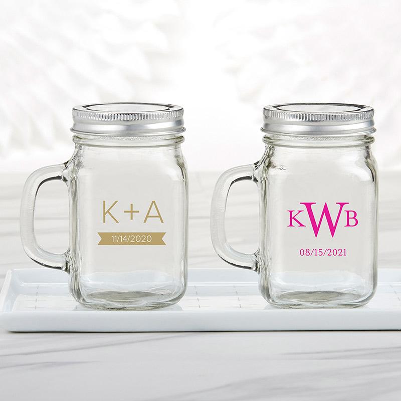 36-Personalized 12 oz. Mason Jar Mugs - Monogram-Favor Boxes & Containers-JadeMoghul Inc.