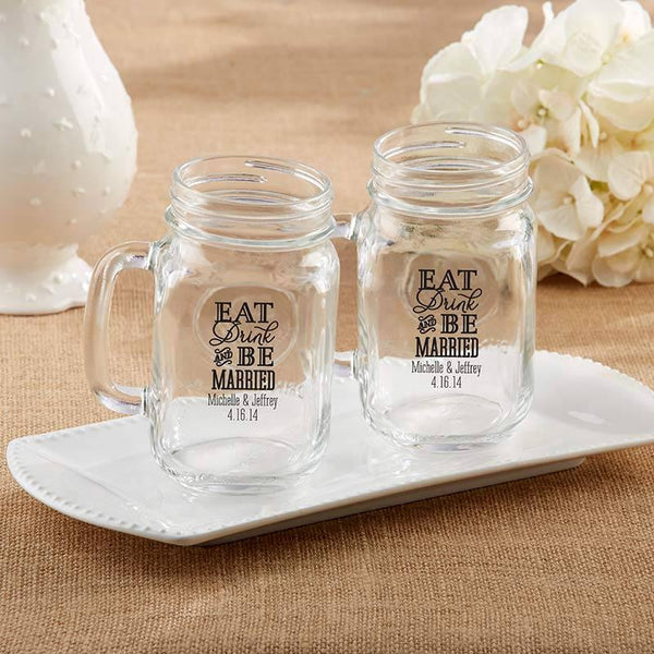 36-Personalized 16 oz. Mason Jar Mugs - Eat, Drink & Be Married-Favor Boxes & Containers-JadeMoghul Inc.