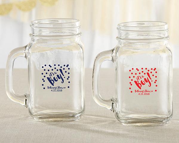 36-Personalized 16 oz. Mason Jar Mugs - It's a Boy!-Favor Boxes & Containers-JadeMoghul Inc.