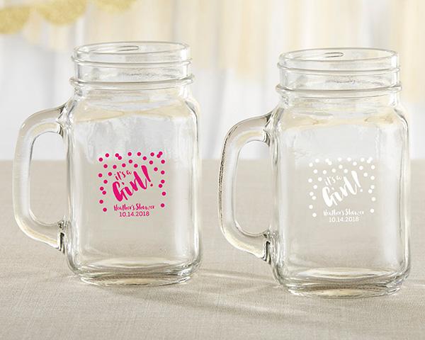 36-Personalized 16 oz. Mason Jar Mugs - It's a Girl!-Favor Boxes & Containers-JadeMoghul Inc.