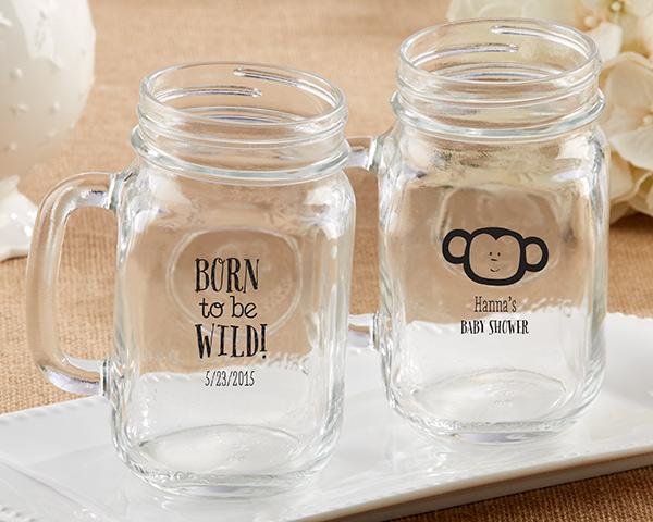 36-Personalized 16 oz. Mason Jar Mugs - Kate's Born To Be Wild Baby Shower Collection-Bridal Shower Decorations-JadeMoghul Inc.