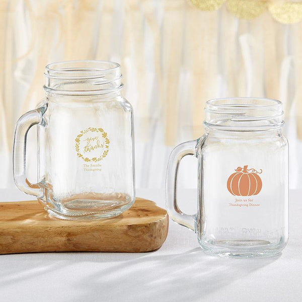 36-Personalized 16 oz. Mason Jar Mugs - Thanksgiving-Favor Boxes & Containers-JadeMoghul Inc.